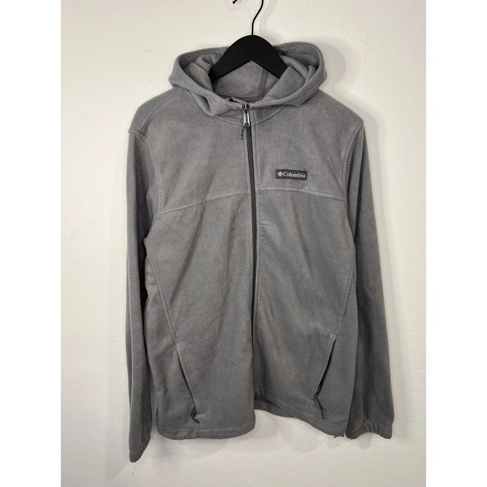Columbia Mens Fleece Hoodie Full Zip Jacket Pockets Gray Large